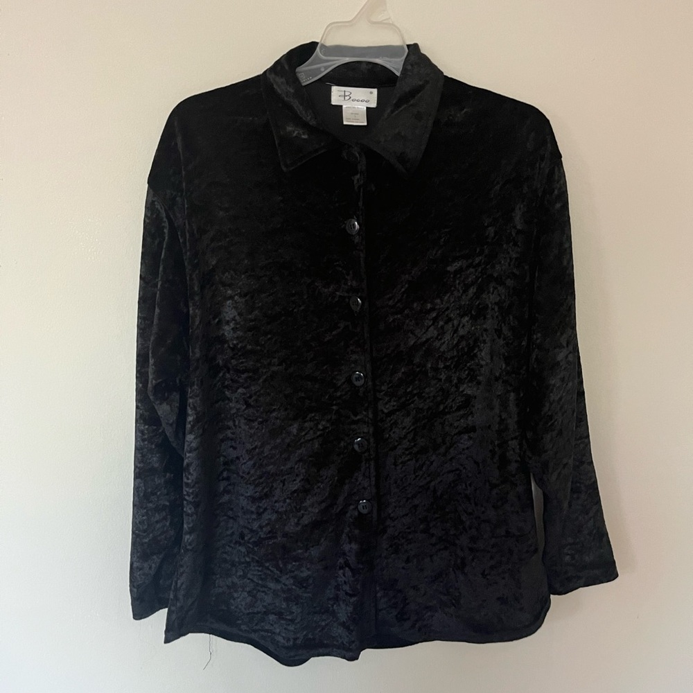 Bocoo Vintage Black Velvet Button Down
